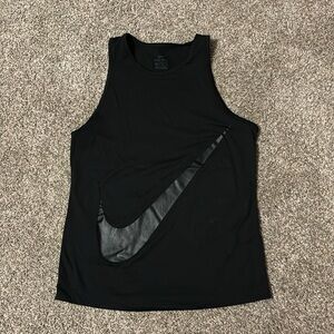 Nike large swoosh high neck black athletic tank top; size XS